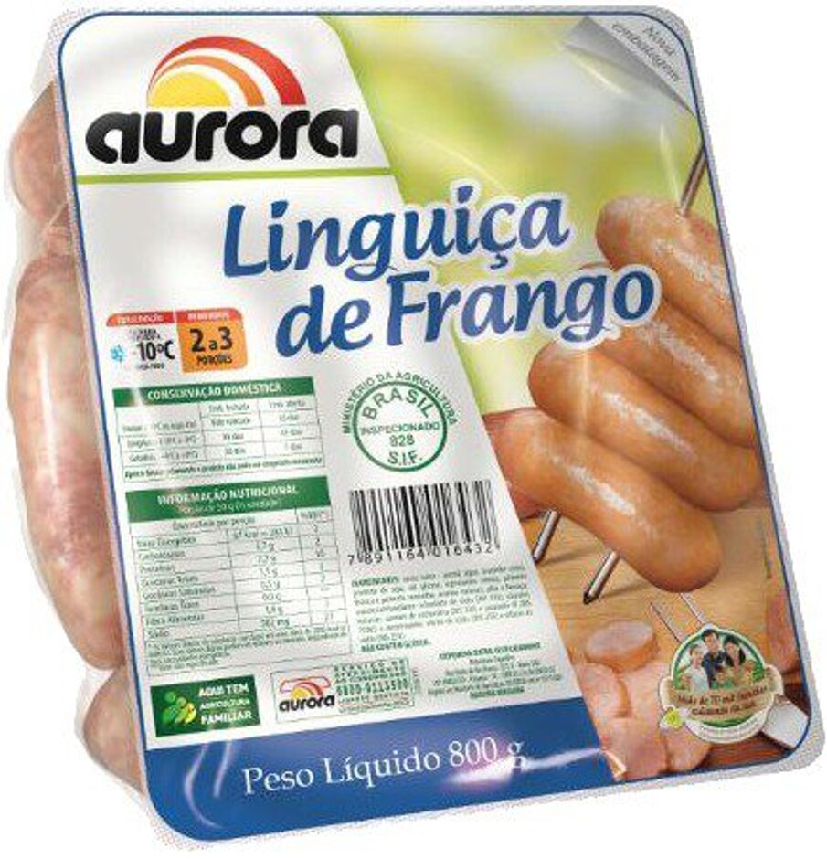 Linguiça Frango Congelada Aurora 800g